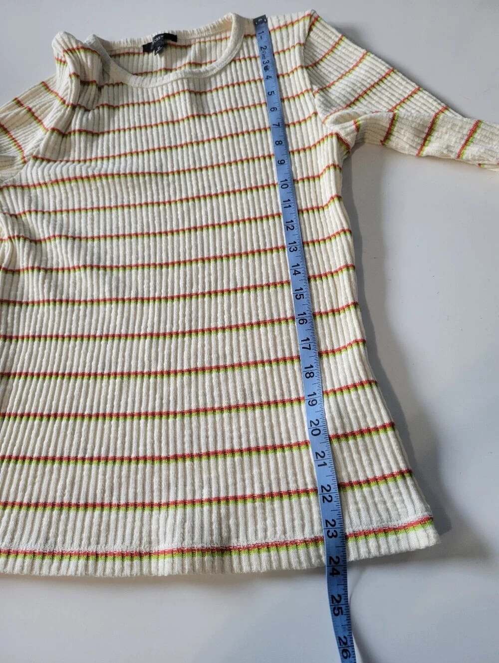 J. Crew Cream Ribbed Long-Sleeve Crewneck Stripes M